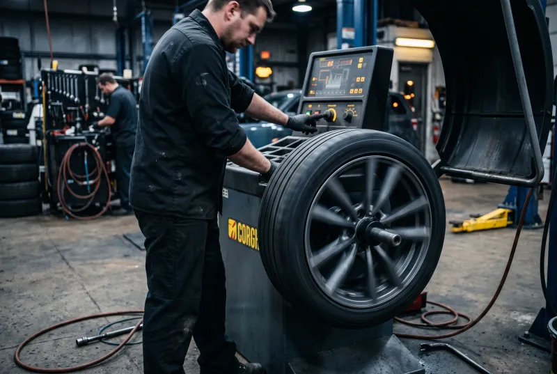 Шиномонтаж — переобувка и балансировка колеса на станке